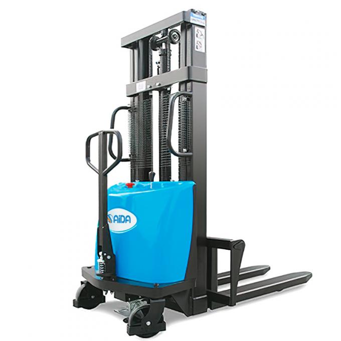 2톤 용량 및 1600-4000mm 리프트 높이의 반 전기 팔레트 스택러 포크리프트 0